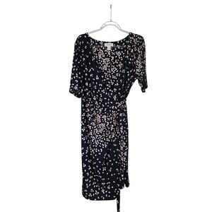 Motherhood Maternity Dress XL Full Wrap Navy S/S Stretch Crossover V-Neck